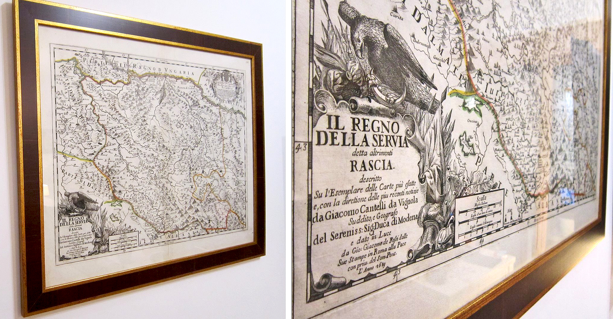 Prva regionalna karta Srbije iz 1689. godine. Đakomo Kanteli de Vinjola