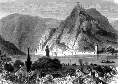 Prikaz grada Zvornika u Bosni, gravira iz druge pol. 19. veka